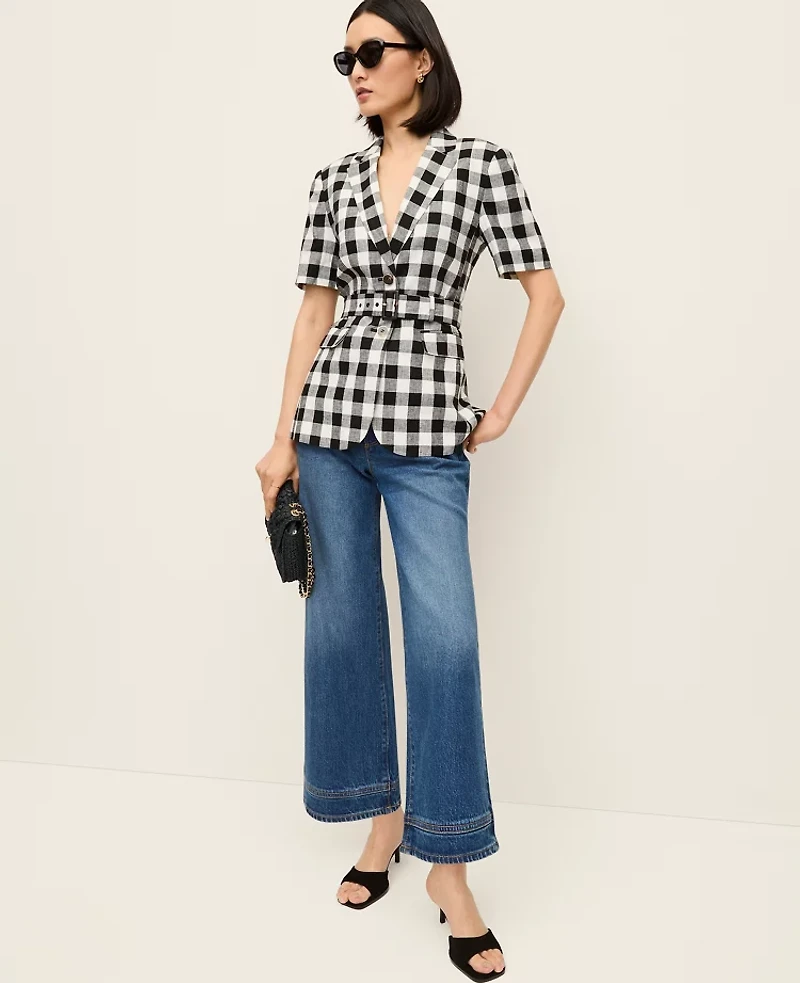 Ann Taylor The Petite Wide-Leg Crop Jean Mid Stone Wash Women's