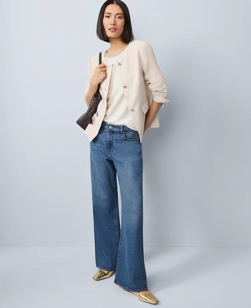 Ann Taylor Split Hem Jacket Ivory Whisper Women's