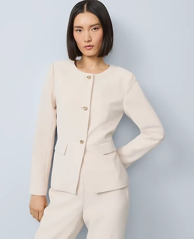 Ann Taylor Split Hem Jacket Ivory Whisper Women's
