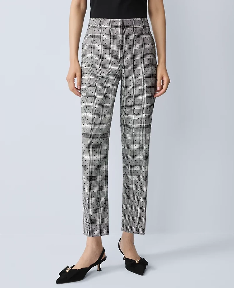 Ann Taylor The Eva Ankle Pant Plaid Black Dot Women's