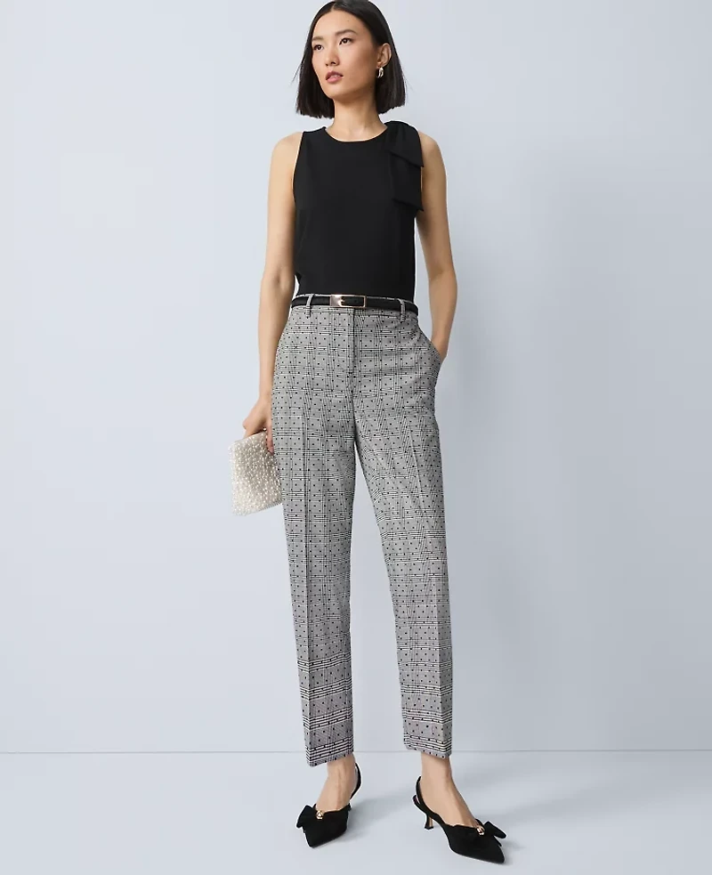 Ann Taylor The Eva Ankle Pant Plaid Black Dot Women's