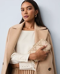 Ann Taylor Satin Boat Neck Popover Top Feather Women's