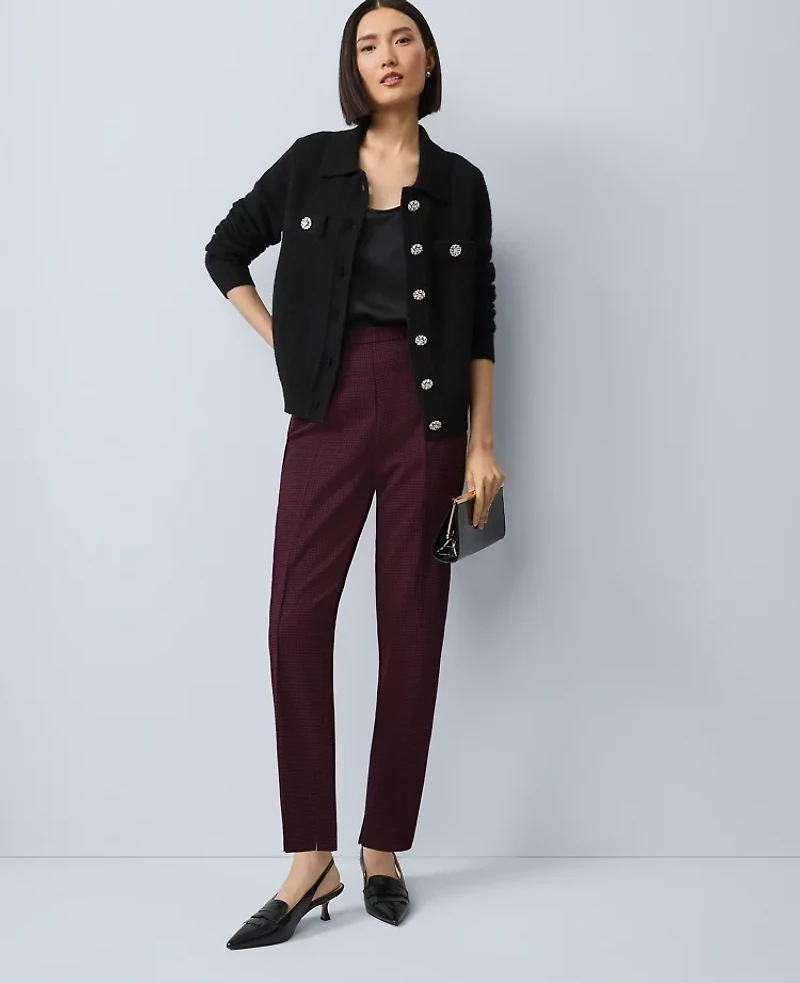 Ann Taylor The Natalie Pant Houndstooth Windsor Wine Women's