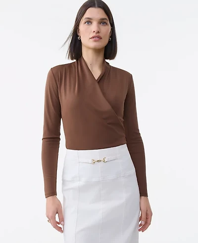 Ann Taylor Draped Wrap Blouse French Press Women's