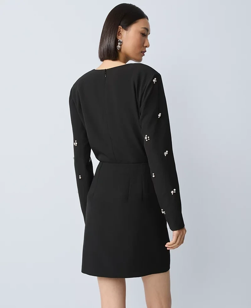 Ann Taylor Petite Embellished A-Line Skirt Black Women's