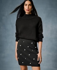 Ann Taylor Petite Embellished A-Line Skirt Black Women's