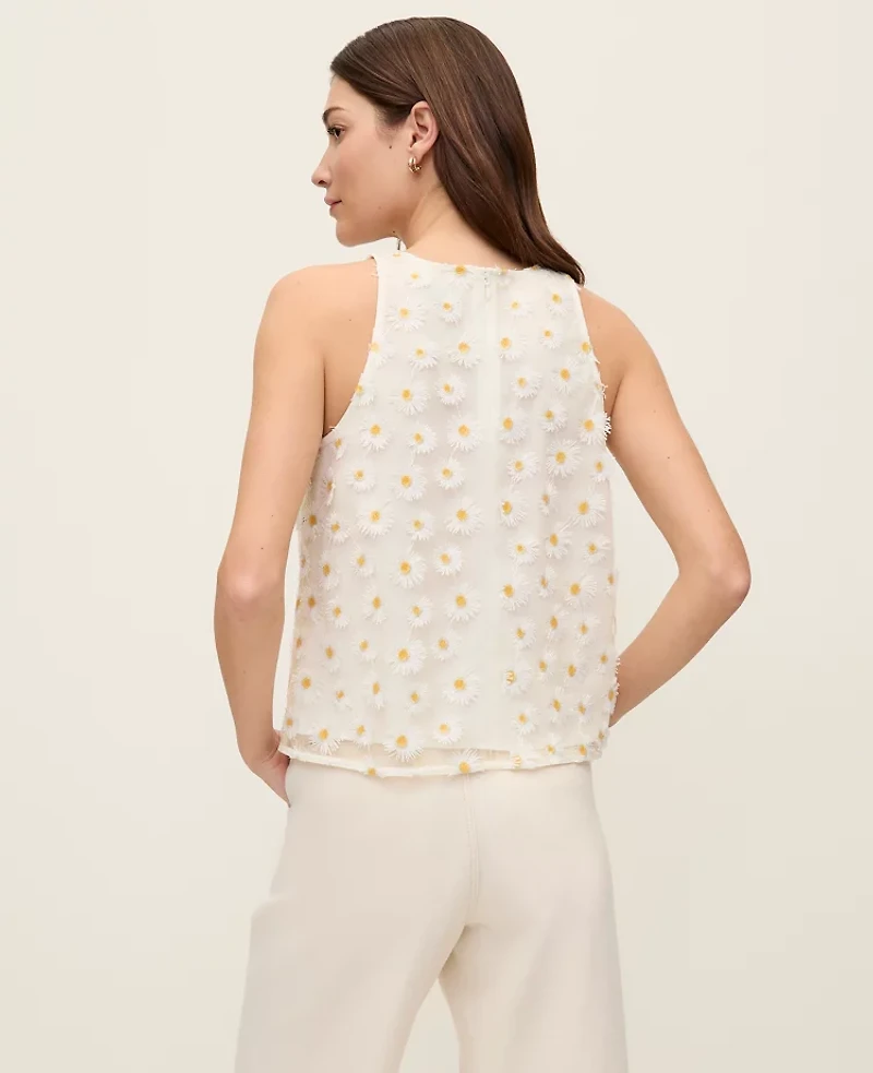 Ann Taylor Daisy Appliqué Halter Top White Multi Women's