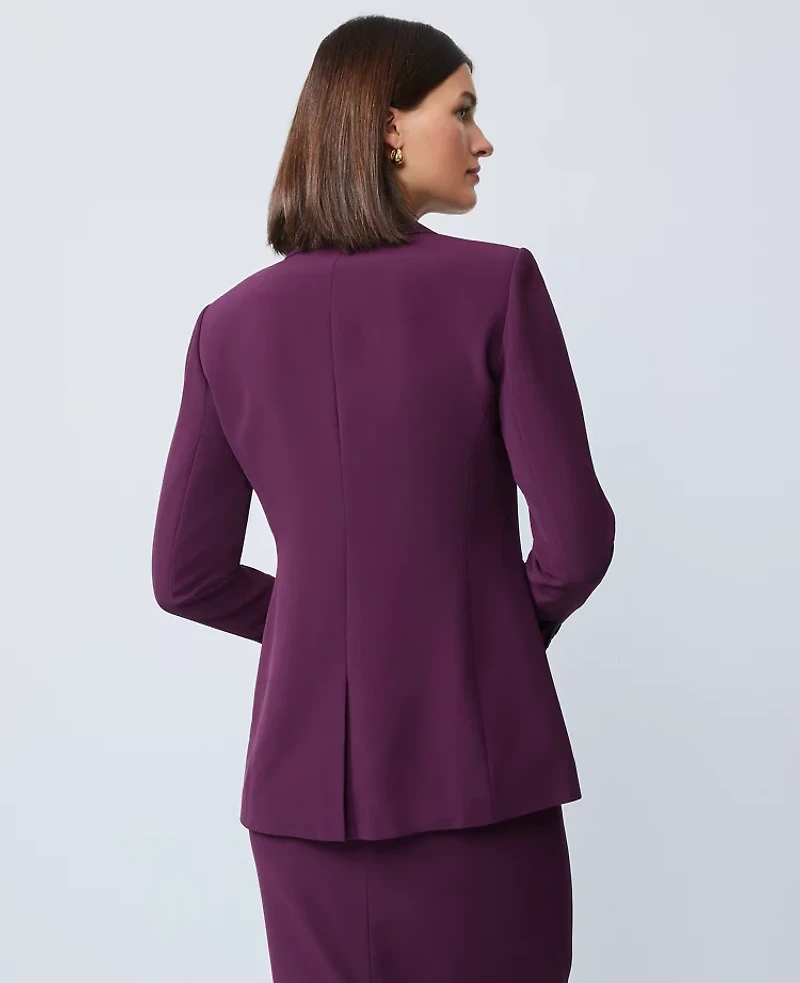 Ann Taylor Fluid Crepe Fitted Long Blazer Winter Bloom Women's