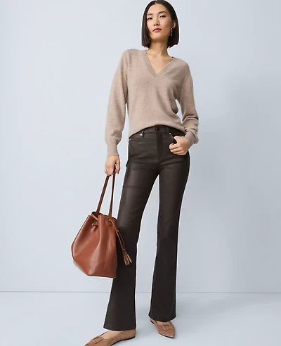 Ann Taylor The Petite Coated Boot Jean Brown Women's