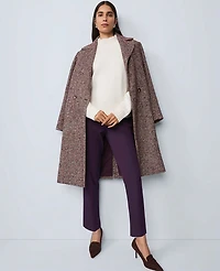 Ann Taylor Herringbone Double Breasted Long Coat Red/Purple Multi Women's