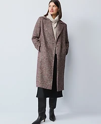 Ann Taylor Herringbone Double Breasted Long Coat Red/Purple Multi Women's