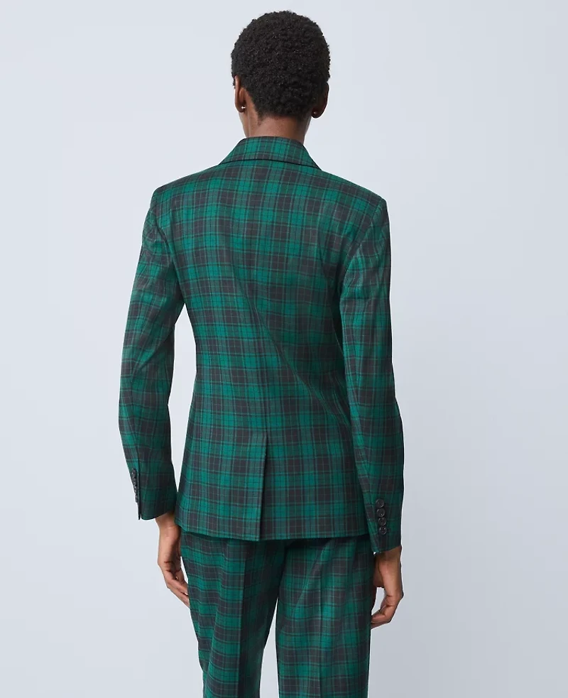 Ann Taylor The Notched One Button Blazer Plaid Ponderosa Pine Women's