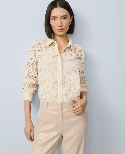 Ann Taylor Lace Shirt Feather Women's