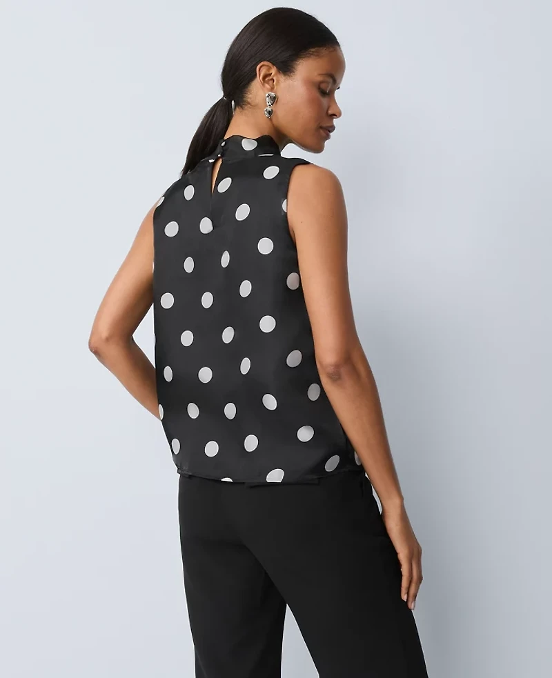 Ann Taylor Dotted Tie Neck Halter Top Size 2XL Black Women's