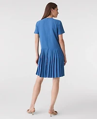 Ann Taylor Petite Pleated Shift Dress Refreshingly Blue Women's