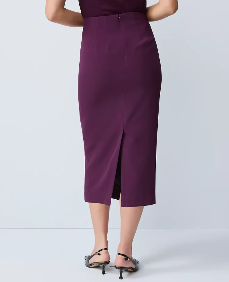 Ann Taylor Fluid Crepe Pocket Midi Skirt Winter Bloom Women's