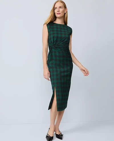 Ann Taylor Plaid Twist Sheath Dress Ponderosa Pine Women's