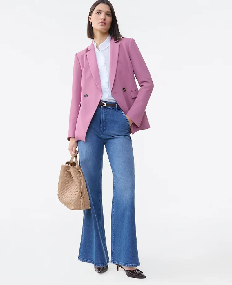 Ann Taylor The Cutaway Blazer Fluid Crepe Smokey Rose Women's