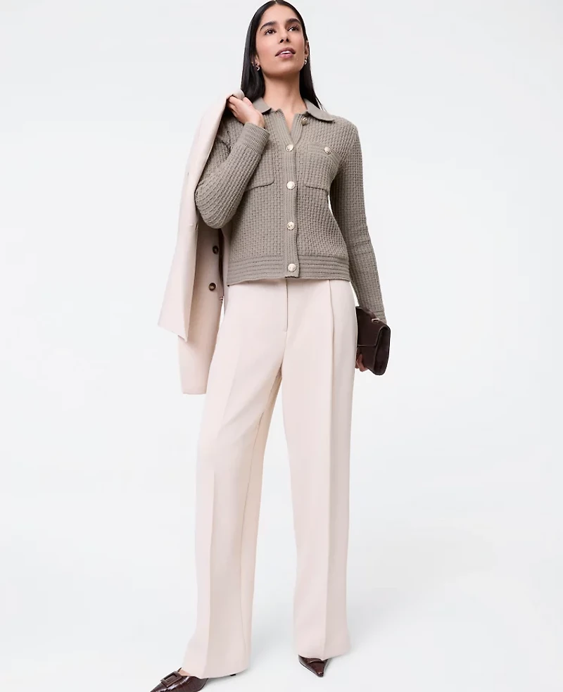 Ann Taylor Textured Stitch Sweater Jacket Women's