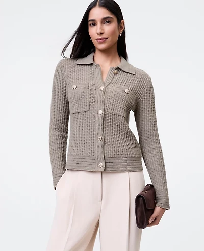 Ann Taylor Textured Stitch Sweater Jacket Women's