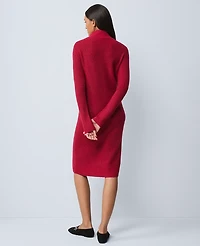 Ann Taylor Petite Weekend Collection Ribbed Button Sweater Dress Jewel Red Women's