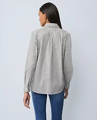 Ann Taylor Weekend Collection Striped Relaxed Perfect Shirt Black Women's