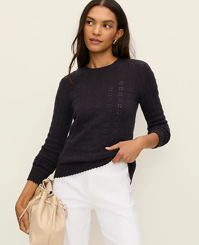 Ann Taylor Cozy Pointelle Sweater Women's