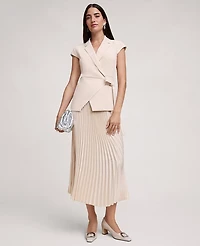 Ann Taylor Petite Crepe Blazer Wrap Midi Dress Ivory Whisper Women's