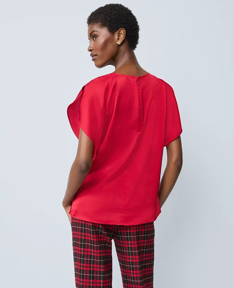 Ann Taylor Petite Draped Satin Blouse Women's
