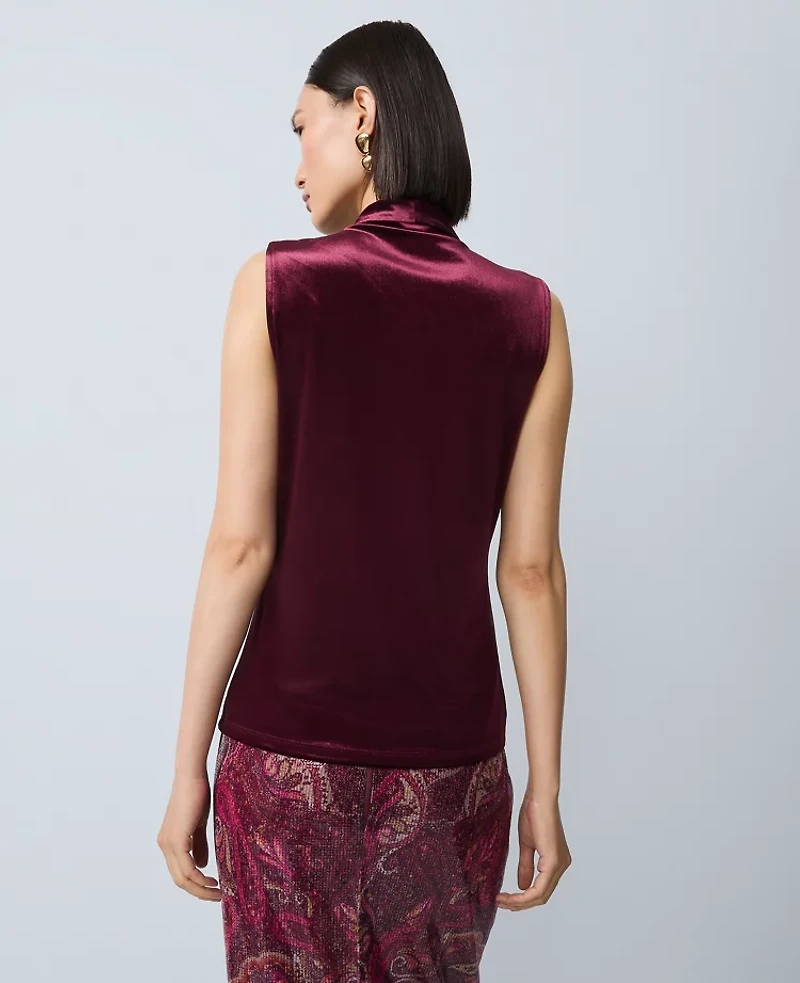 Ann Taylor Velvet Sleeveless V-Neck Top Poised Plum Women's