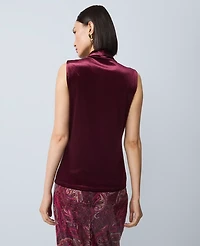 Ann Taylor Velvet Sleeveless V-Neck Top Poised Plum Women's
