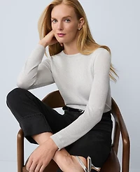 Ann Taylor Shimmer Essential Crew Neck Sweater Size Large Silver Women's