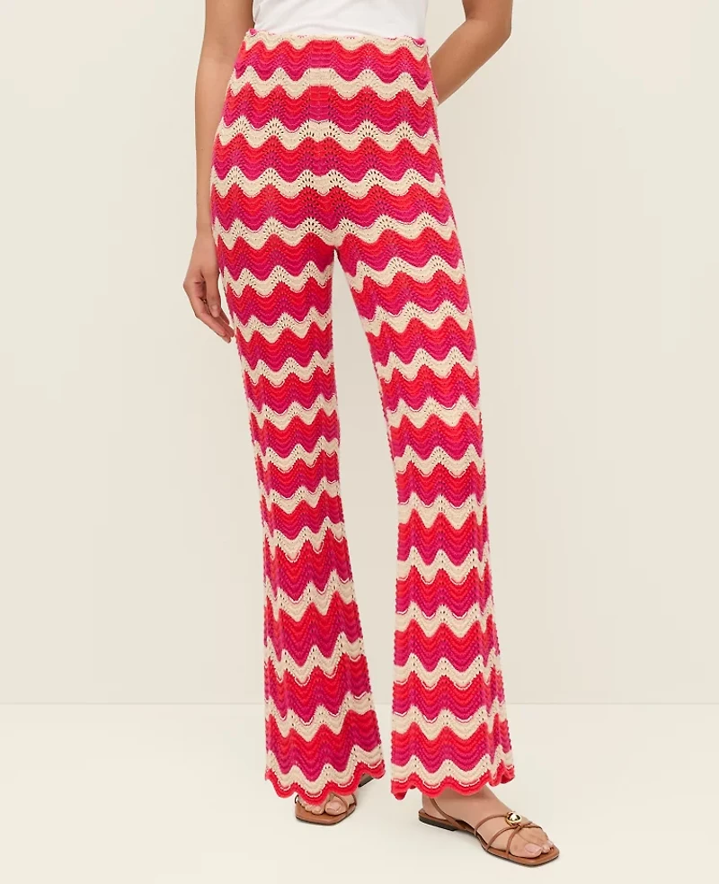Ann Taylor Chevron Crochet Sweater Pant Smoldering Red Women's