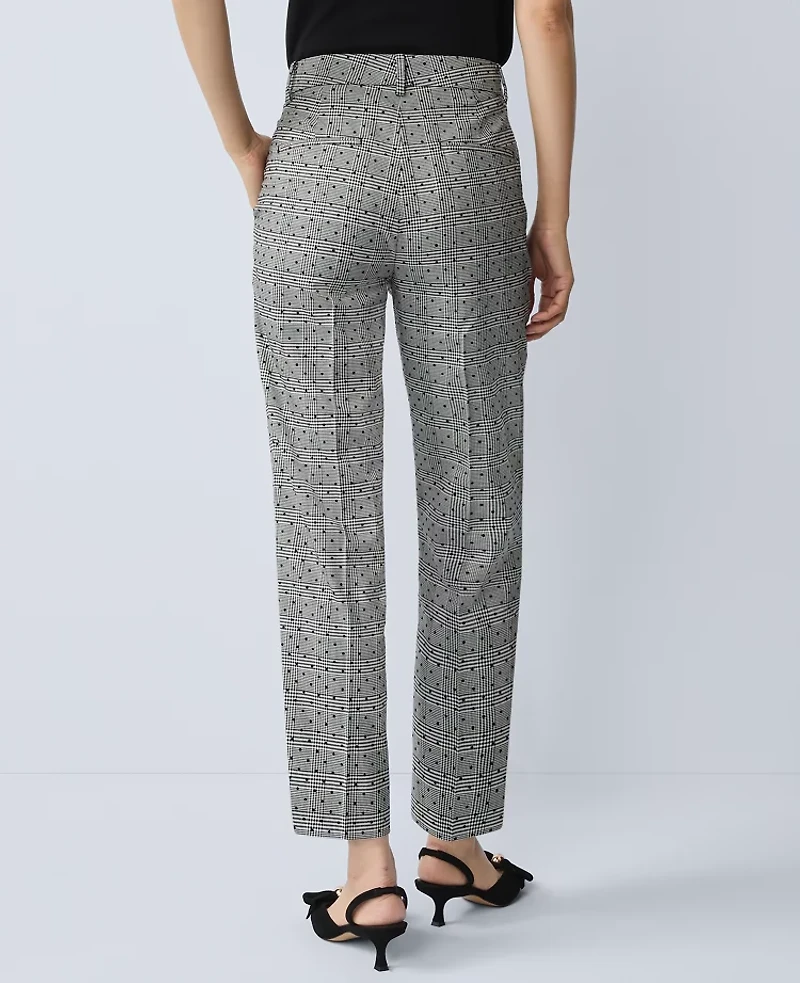 Ann Taylor The Petite Eva Ankle Pant Plaid Black Dot Women's