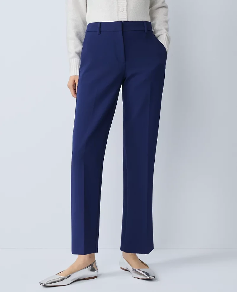 Ann Taylor The Petite Eva Ankle Pant Doubleweave — Curvy Fit Twilight Sea Women's
