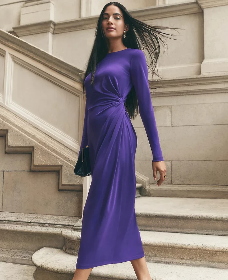 Ann Taylor Petite Crew Neck Twist Sheath Dress Wild Purple Women's