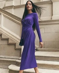 Ann Taylor Petite Crew Neck Twist Sheath Dress Wild Purple Women's