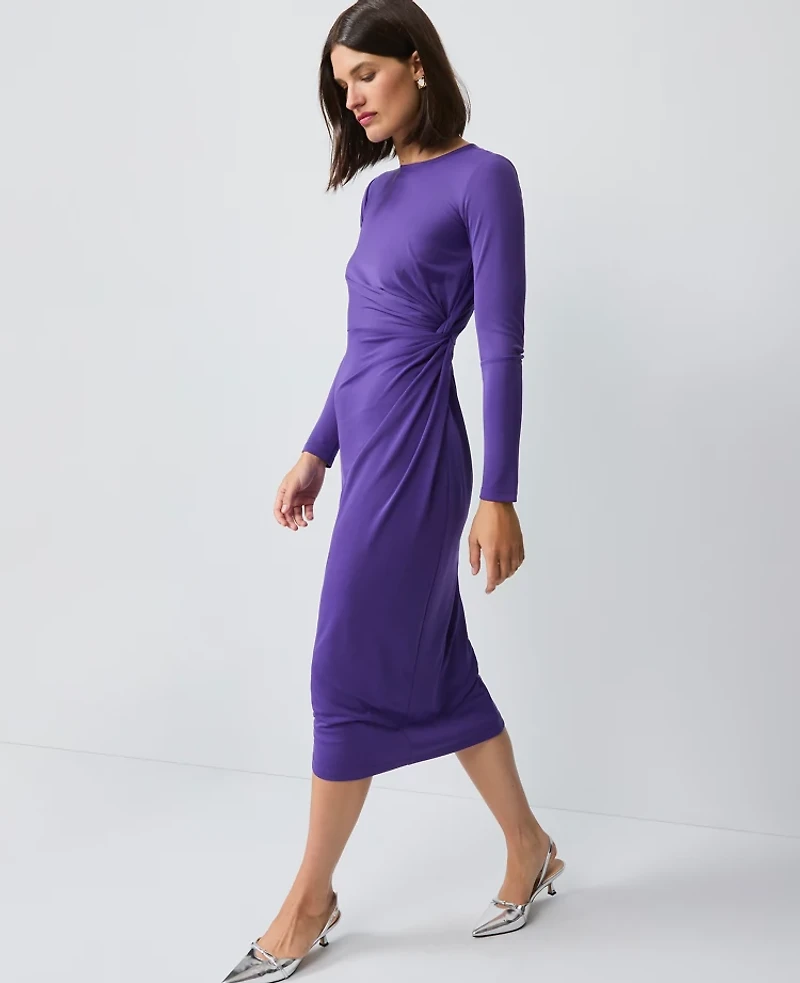 Ann Taylor Petite Crew Neck Twist Sheath Dress Wild Purple Women's