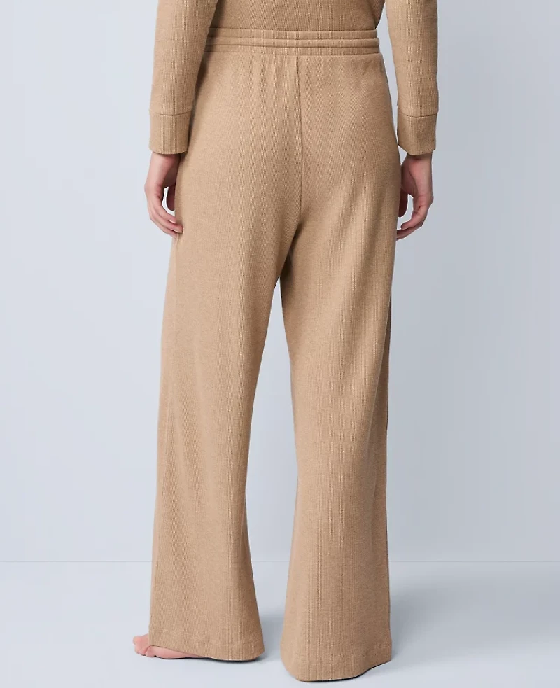 Ann Taylor Waffle Wide Leg Lounge Pants Warm Sand Heather Women's