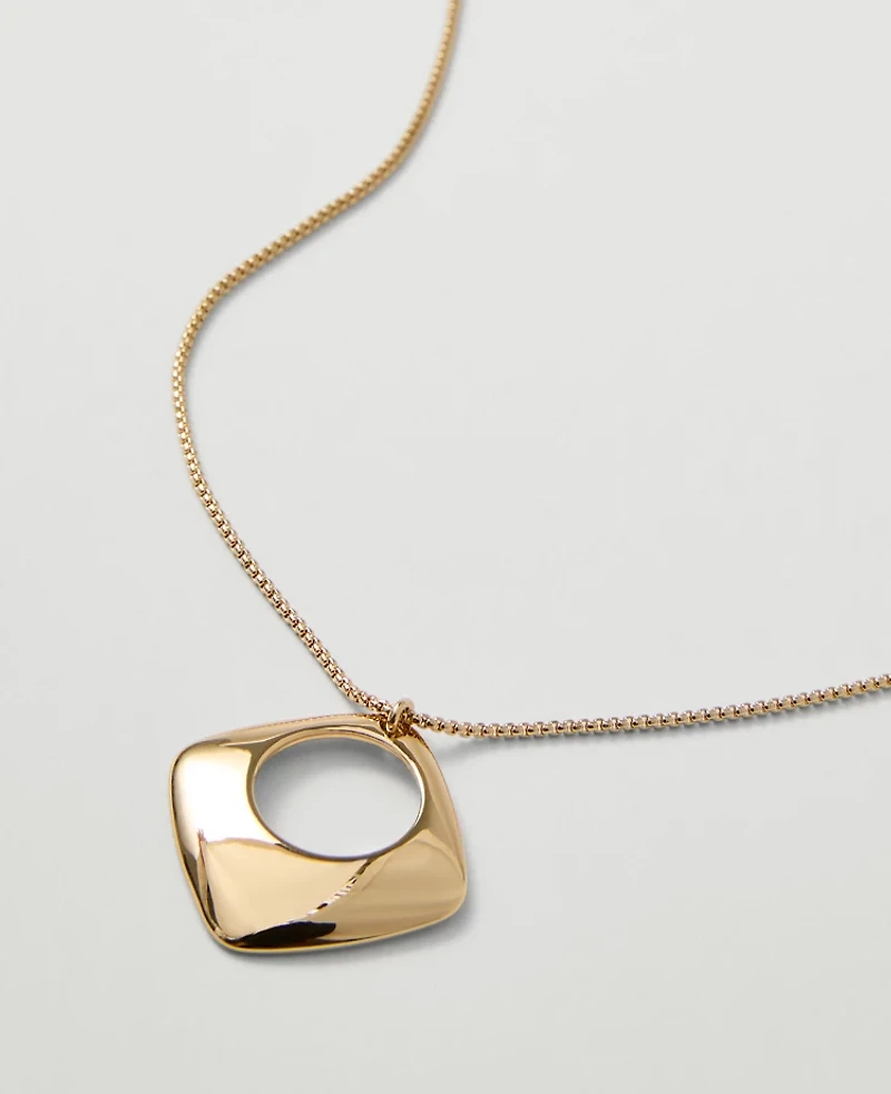 Ann Taylor Open Square Pendant Necklace Goldtone Women's