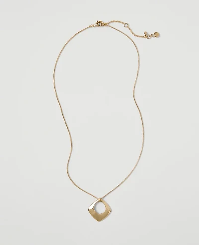 Ann Taylor Open Square Pendant Necklace Goldtone Women's