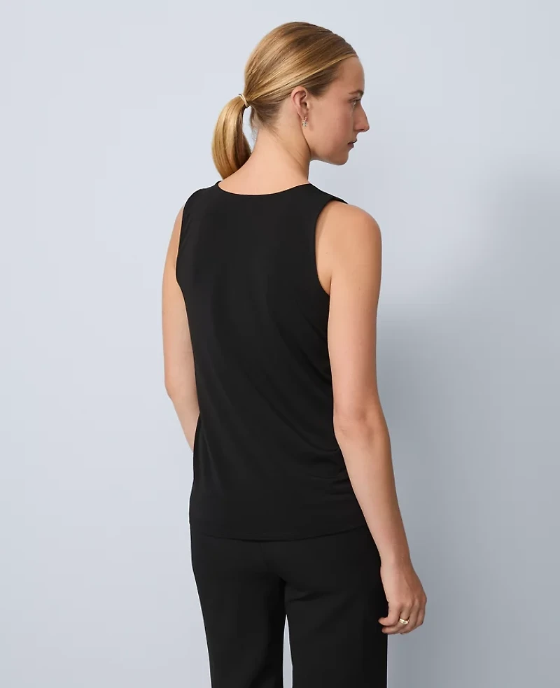 Ann Taylor Petite Pearl Embellished Sleeveless Top Black Women's