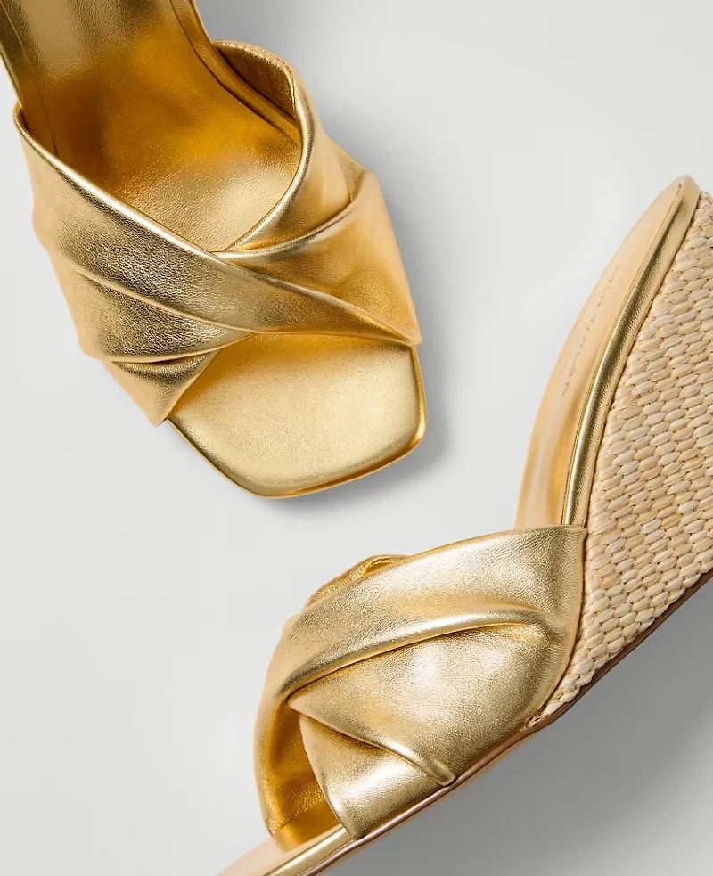 Ann Taylor Metallic Wedge Sandal Gold Women's