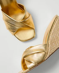 Ann Taylor Metallic Wedge Sandal Gold Women's