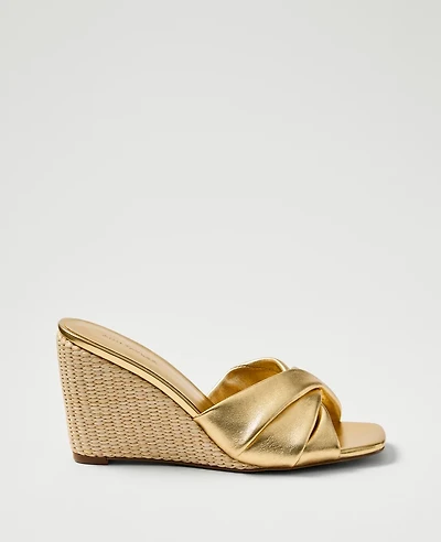 Ann Taylor Metallic Wedge Sandal Gold Women's