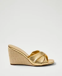Ann Taylor Metallic Wedge Sandal Gold Women's