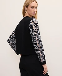 Ann Taylor Mixed Media Cardigan Black Women's