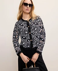 Ann Taylor Mixed Media Cardigan Black Women's