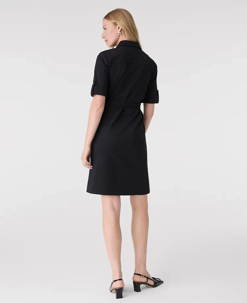 Ann Taylor Belted Flare Dress Black Women's