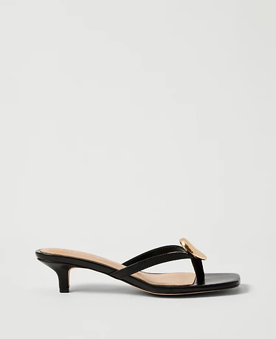 Ann Taylor Leather Flip Flop Heeled Sandal Women's